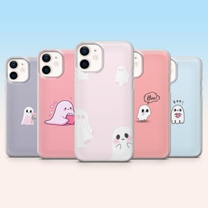 Kawaii Ghost Phone Case Cute Spooky Cover for iPhone 17, 16, 15, 14, 13, 12, Samsung S25, S24Fe, S23, S22, A16, A56, A54, Pixel 10, 9Pro, 8A
