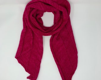 Hot Pink Shoulder Wrap, Women’s Knit Wrap, Hand knit wrap or shawl, Reversible wool Wrap, Washable Merino Wool, Soft Lightweight Wrap