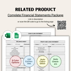Small Business Profit and Loss Template - Excel Spreadsheets & Google Sheets | Income Statement | 100% Editable | 8 Color | Multi-Currencies image 6
