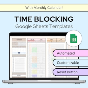 Time-blocking Planners Google Sheets Template with Reset Button | Weekly Schedule Time Tracker | Pastel Rainbow Color