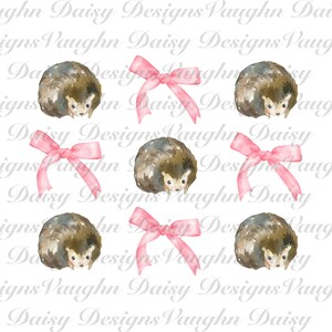 hérisson mignon avec noeud Clipart | Adorable graphique hérisson des bois pour sublimation, autocollants et travaux manuels | Téléchargement numérique