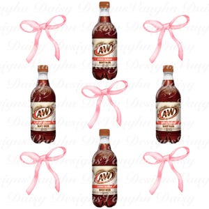 Preppy A&W with Pink Bow PNG | Cute Digital Download | Bow Graphic Art | Sublimation Design