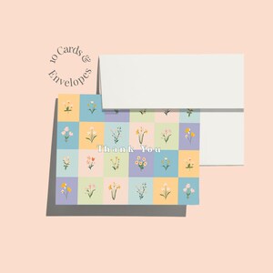 Cartes de remerciement fleurs sauvages Ensemble de cartes fixes florales Lot de 10 cartes de voeux Cartes de remerciement pour mariage avec fleurs Cartes de remerciement