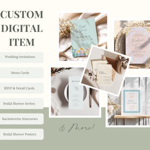 Convite de casamento digital personalizado feito sob encomenda Cartão RSVP Detalhe Inserir para menu personalizado de casamento Convite personalizado para chá de panela para impressão