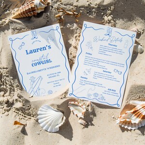 Coastal Cowgirl Bachelorette Invitation Template Bach Party Weekend Itinerary Invite Beach Bachelorette Digital Download Hen Do Invitation