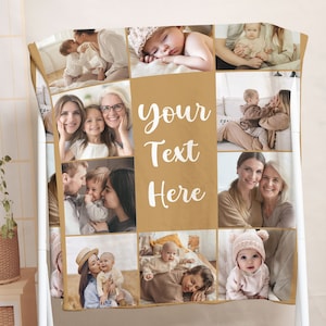 Custom Photo Blanket Collage, Personalized Picture Collage Text Blanket, Family Photo Blanket, Memorial Blanket, Anniversary Christmas Gifts