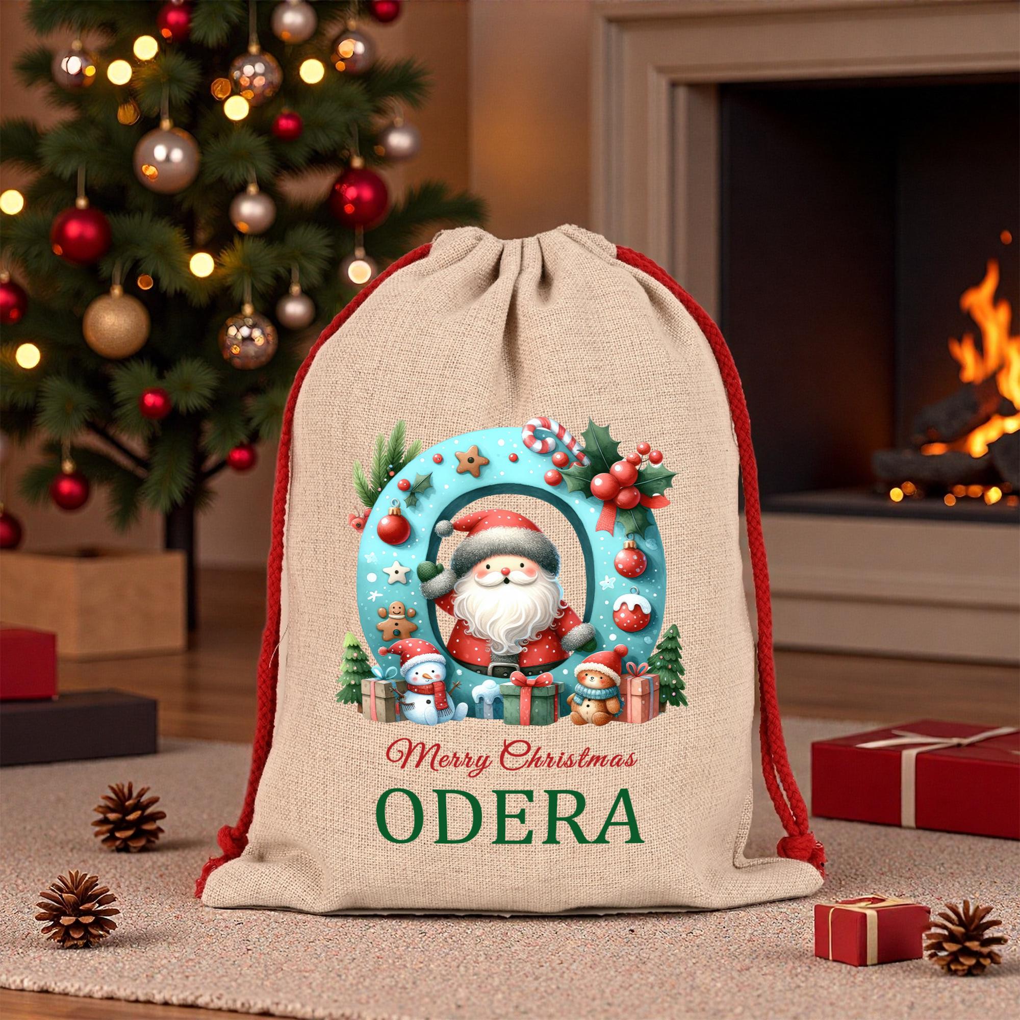 Personalized Christmas Santa Sack,Custom Initial and Name Christmas Sack,Christmas Eve Santa Bag for Kids,Xmas Stocking,Christmas Gift Bag
