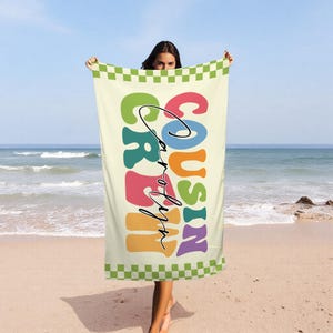 Cousin Crew Beach Towel, Matching Cousin Trip Gift, Family Reunion Gift, Kids Pool Birthday Party Towel, Family Vacation Beach Towel, Summer
