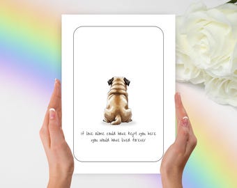 Pug Sympathy Card, Pug Condolence Card, Personalized Pet Gift, Personalized Dog Card Tan Pug, Pug, Pug Gift, Pug Lover Gift, Sympathy Card