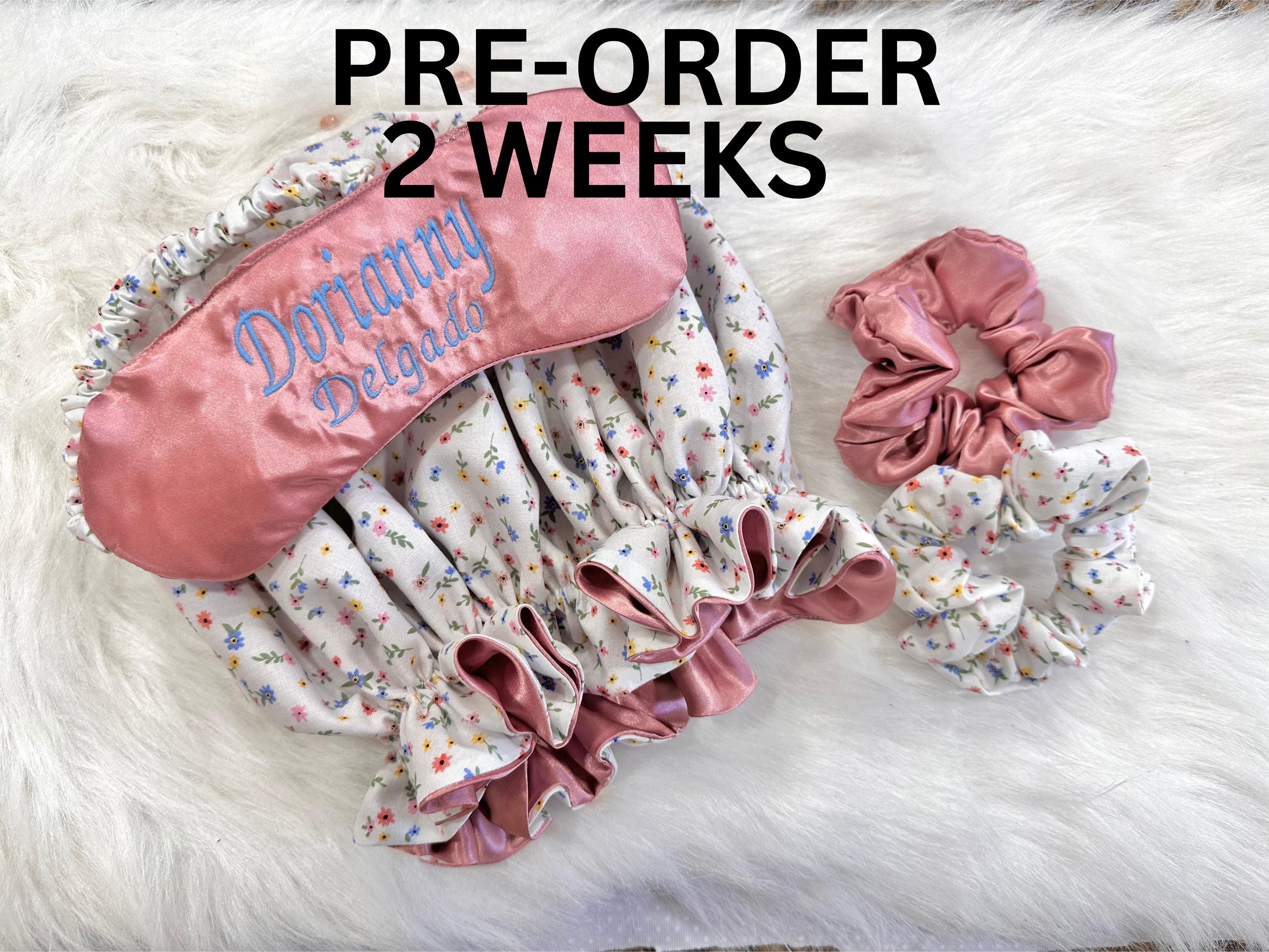 Adjustable Regular Size Personalized Tiny Flowers Hair Set | Double Layer | Satin Bonnet | Hair Satin Bonnet Gifts for Women, Adult Bonnet