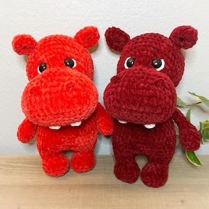 Crochet Hippo Plushie - Soft and Adorable Handmade Stuffed Animal, Custom Colors Available by Request