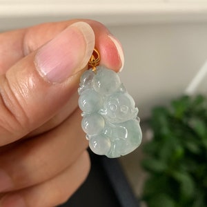 Certified Myanmar Natural Icy Jade Jadeite Zodiac monkey Pendant 18k Solid Gold Women Jewelry Necklace Gifts