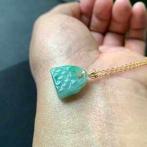 Certified Burmese Natural 18k Solid Gold Jade Jadeite Handbag Pendant Women Jewelry 925 Necklace Gifts