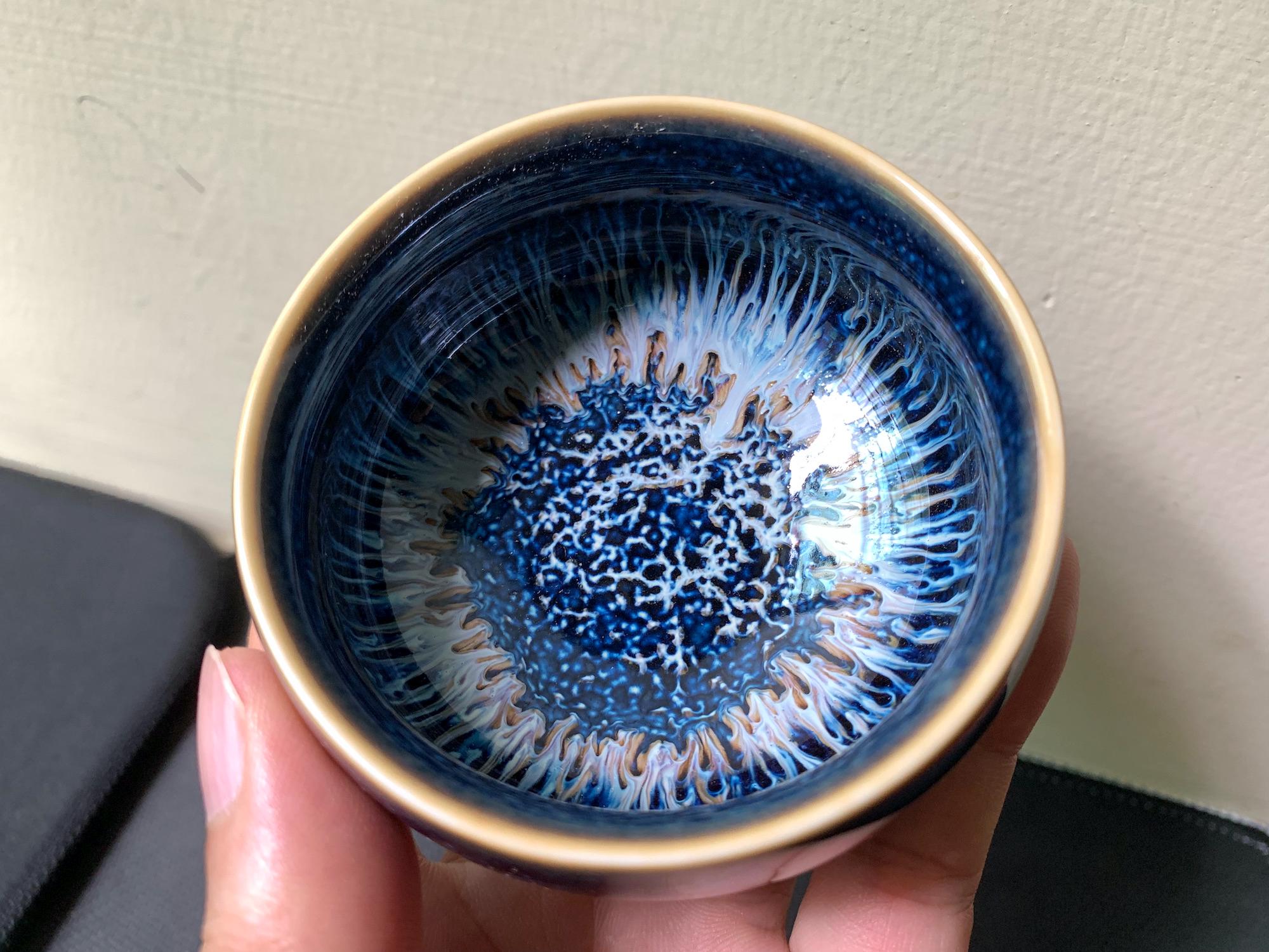 青白手作りJianzhan陶器Tianmu陶器ティーカップボウルワイングラス工芸