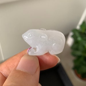 Genuine Myanmar Natural Icy Jade Jadeite Rabbit Pendant 3D Hand Carved Animal Certified Necklace Gifts