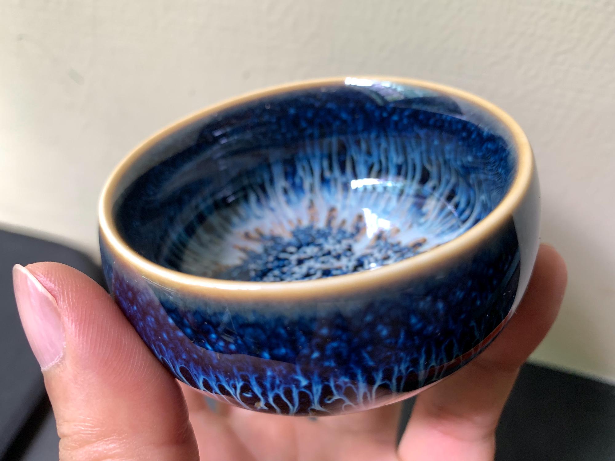 青白手作りJianzhan陶器Tianmu陶器ティーカップボウルワイングラス工芸