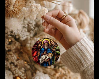 Ceramic Ornament, Three Wise Men Nativity Decoration for Christmas Tree, Holiday Decor Gift, Religious Christmas Ornament, Ceramic Nativity