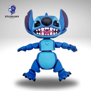 Flexi Stitch STL File | Articulated 3D Print Model | Cute Cartoon Alien Figure Digital Download