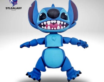 Flexi Stitch STL File | Articulated 3D Print Model | Cute Cartoon Alien Figure Digital Download
