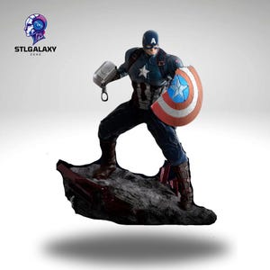 Captain America 3D Printable Statue - Highly Detailed Multi-Part STL Model