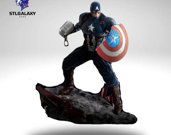 Captain America 3D Printable Statue - Highly Detailed Multi-Part STL Model