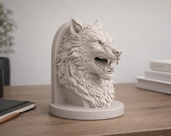 Wolf Bust STL File | 3D Printable Wolf Sculpture | Animal Bust Statue | Desk Decor 3D Print | Digital Download