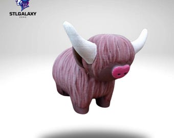 Archivo STL de modelo 3D de vaca de las Highlands: adorable vaca "Coo" de las Highlands para impresión 3D