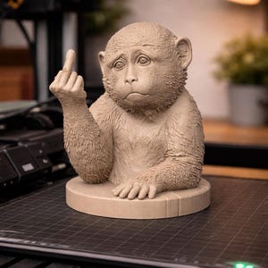 Punch Monkey Middle Finger STL – Sad Monkey Bust 3D Print File, Funny Monkey Statue, Desk Decor STL, Instant Download