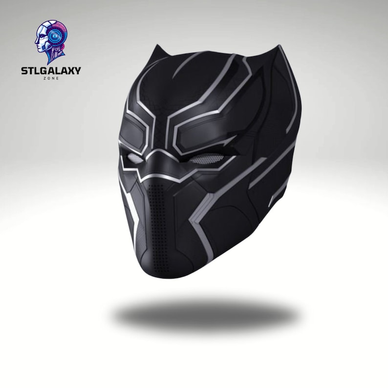 May include: Black plastic mask with a silver design. The mask has a pointed chin and a raised brow.