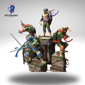 Teenage Mutant Ninja Turtles Set Stl File - TMNT Diorama 3D STL Model - Single & Multi-Part Designs