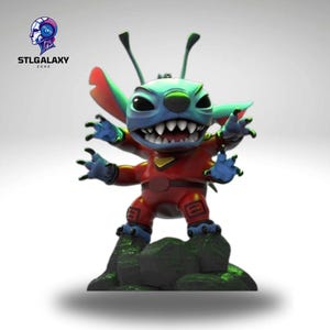 Alien Stitch STL File | High-Detail 3D Print Model | Sci-Fi Cartoon Figure Digital Download