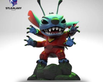 Alien Stitch STL File | High-Detail 3D Print Model | Sci-Fi Cartoon Figure Digital Download
