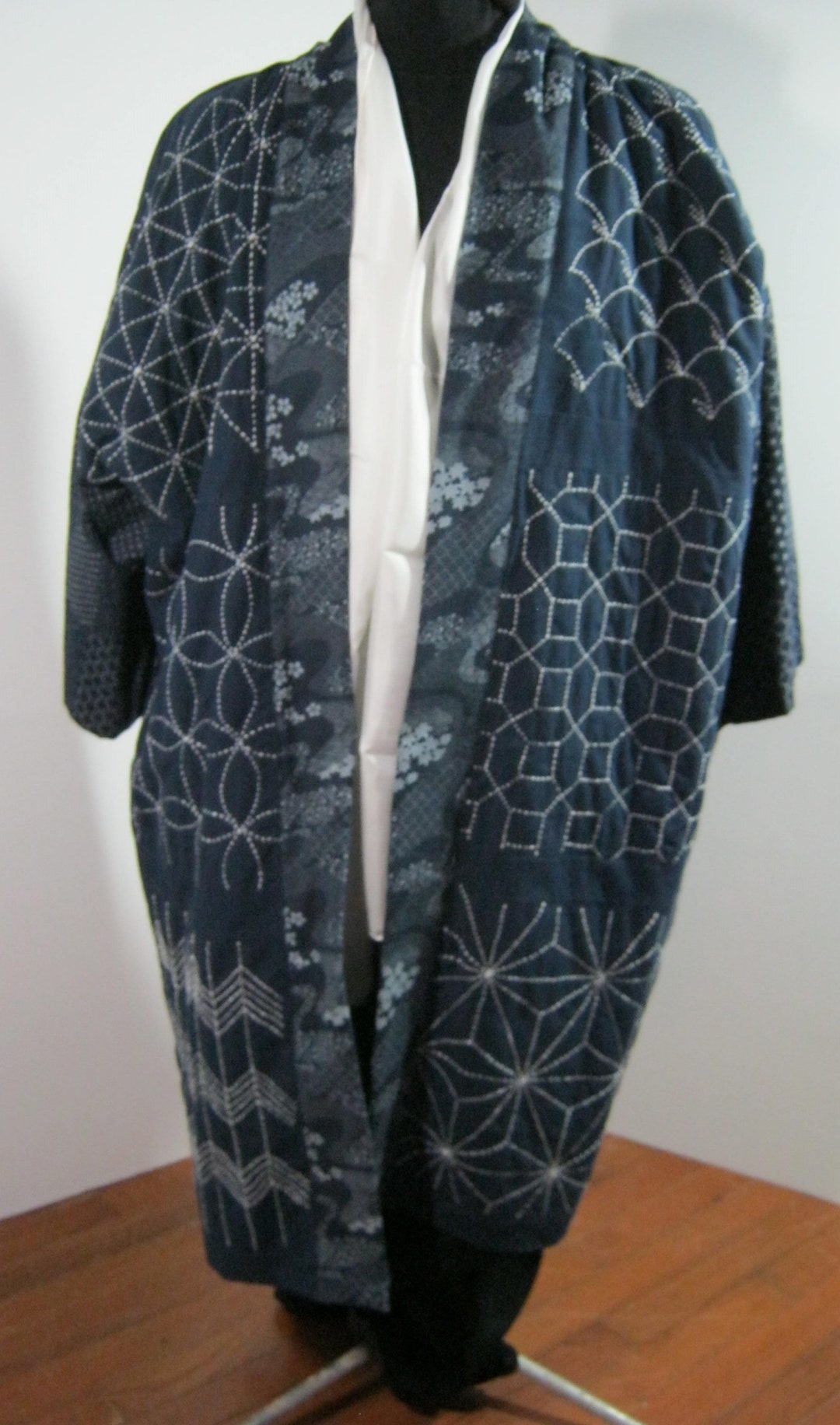 Sashiko Embroidered Kimono - Etsy