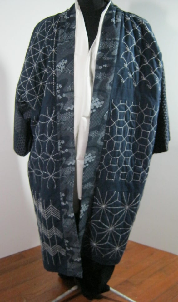 Sashiko Embroidered Kimono - Etsy