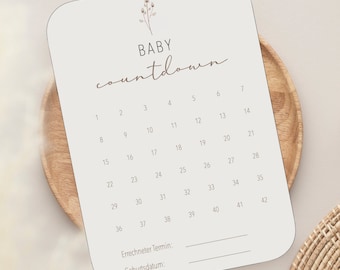 Baby Countdown - Geschenk zur Schwangerschaft - Schwangerschafts Countdown - digitaler Download - Direkt zum downloaden - Schwangerschaft