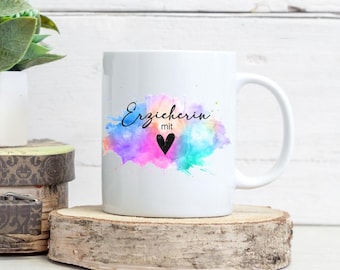 Teacher mug with heart – Gift for teacher – Thank you gift for daycare – Kindergarten farewell mug