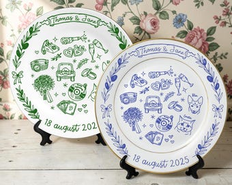 Personalized Porcelain Platter Plate-Wedding Gift for Newlyweds-New Home Gift-Romantic Whimsical Ceramic-Birthday Gift