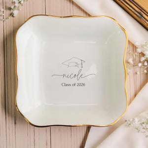 Personalized Name Graduation Jewelry Dish, Graduation Gift,2026 Class of College Graduation Gift, PHD Graduation Present