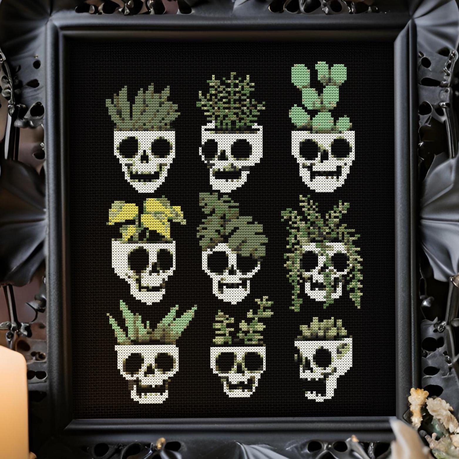 Mystic Cross Stitch Pattern - Skull Garden | Digital PDF Chart