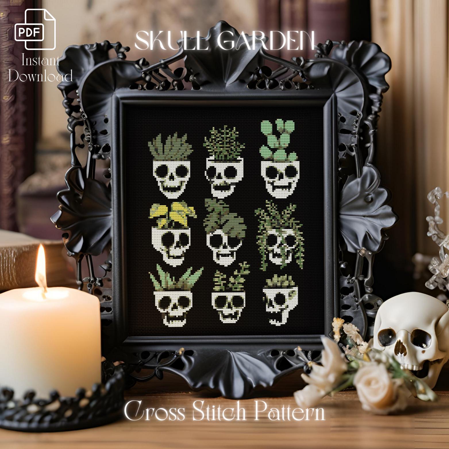 Mystic Cross Stitch Pattern - Skull Garden | Digital PDF Chart
