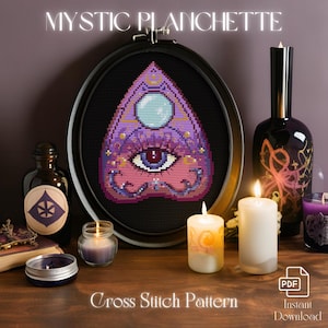 Modèle de point de croix mystique - Planchette mystique | Tableau numérique PDF, couture unique, décoration d'intérieur, créations faciles à faire soi-même, téléchargement immédiat