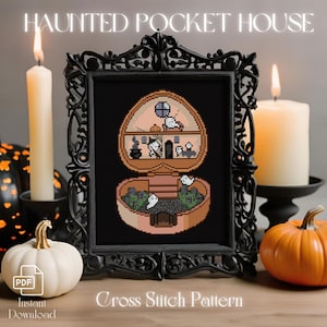 Mystic Cross Stitch Pattern - Haunted Pocket House | Digital PDF Chart, Unique Needlework Design, Home Decor, Easy Craft, Instant Download
