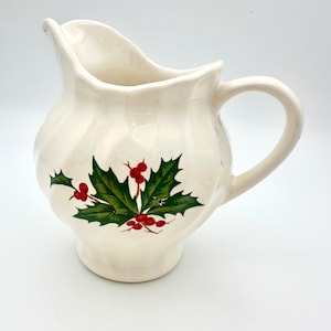 Scio Pottery Holly Pattern Creamer 4 5/8”, MCM Christmas China Holly with Berries, Vintage Collectible Tableware, Replacement, Grandmacore