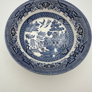 Churchill Blue Willow Coupe Cereal Bowl 6”, Made in England, Blue and White Bowl, Chinoiserie, Vintage English Pottery