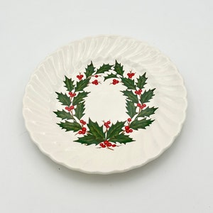 Scio Pottery Holly Pattern Bread and Butter Plate 6 1/4”, MCM Christmas China Holly with Berries, Vintage Collectible Tableware, Replacement