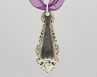 Flatware Pendant, made from a Vintage Silverplate Scrollwork Fork Handle - K0141