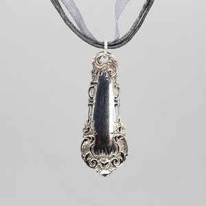 Ornate Flatware Handle Pendant, made from a Vintage Silverplate Fork Handle - K0152