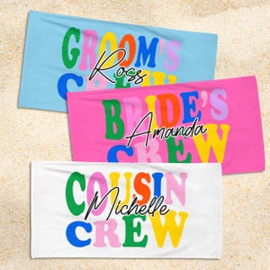 Cousin Crew Bride Groom Beach Towel Gift Personalized/ Family Friend BFF Trip Gift Vacation/ Kids Pool Birthday Party