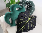 Leaves monstera tropical plants plush cushion/ Green leaf gift for him her mum dad kids/ Living room bedroom gift