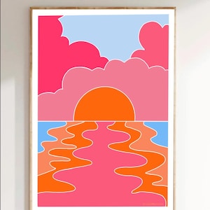 Affiche soleil, décoration murale, impression - The pink sunset